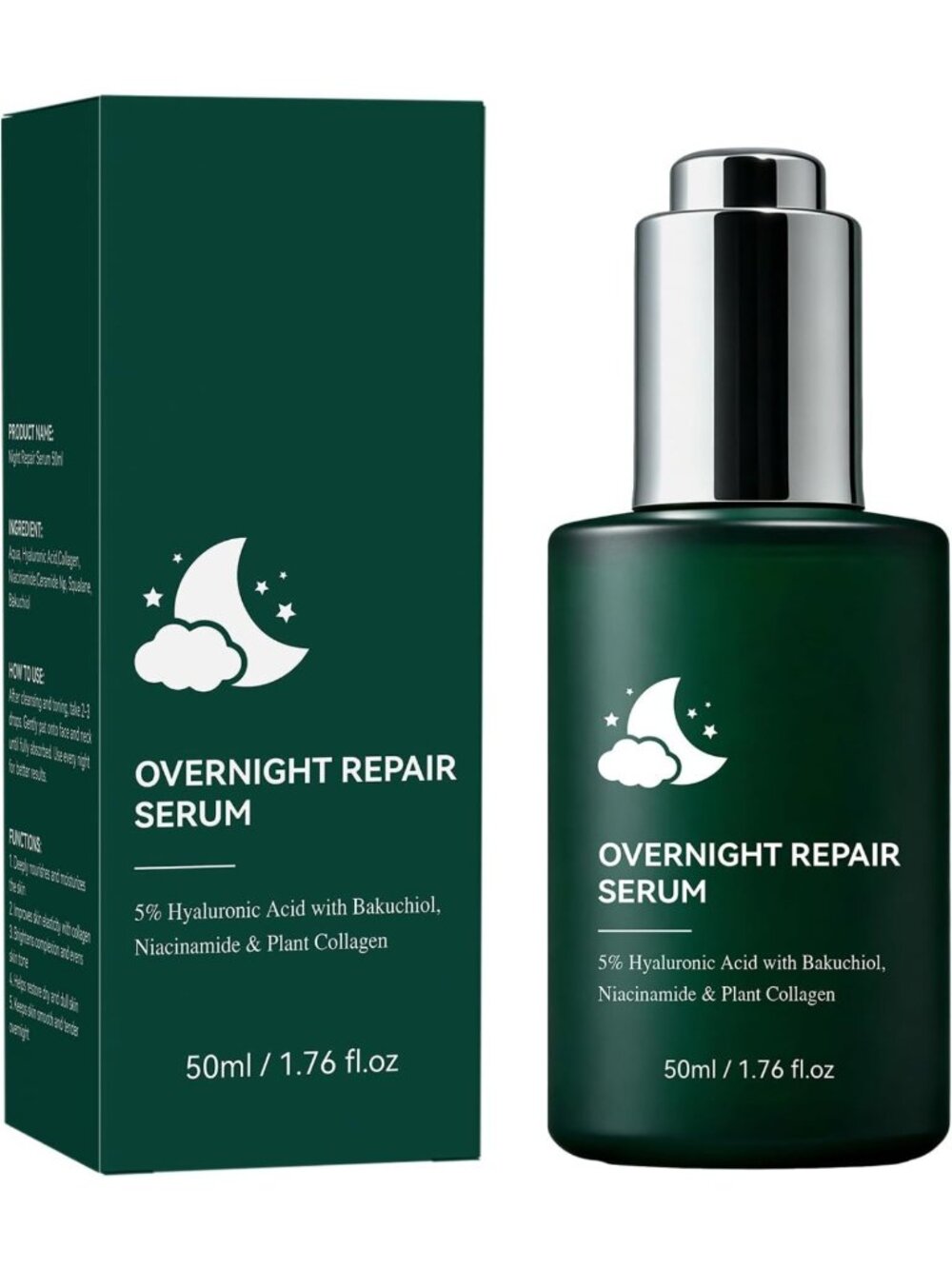 Hydrating Overnight Repair Serum with Peptide Complex for Youthful Skin, 1.76 fl